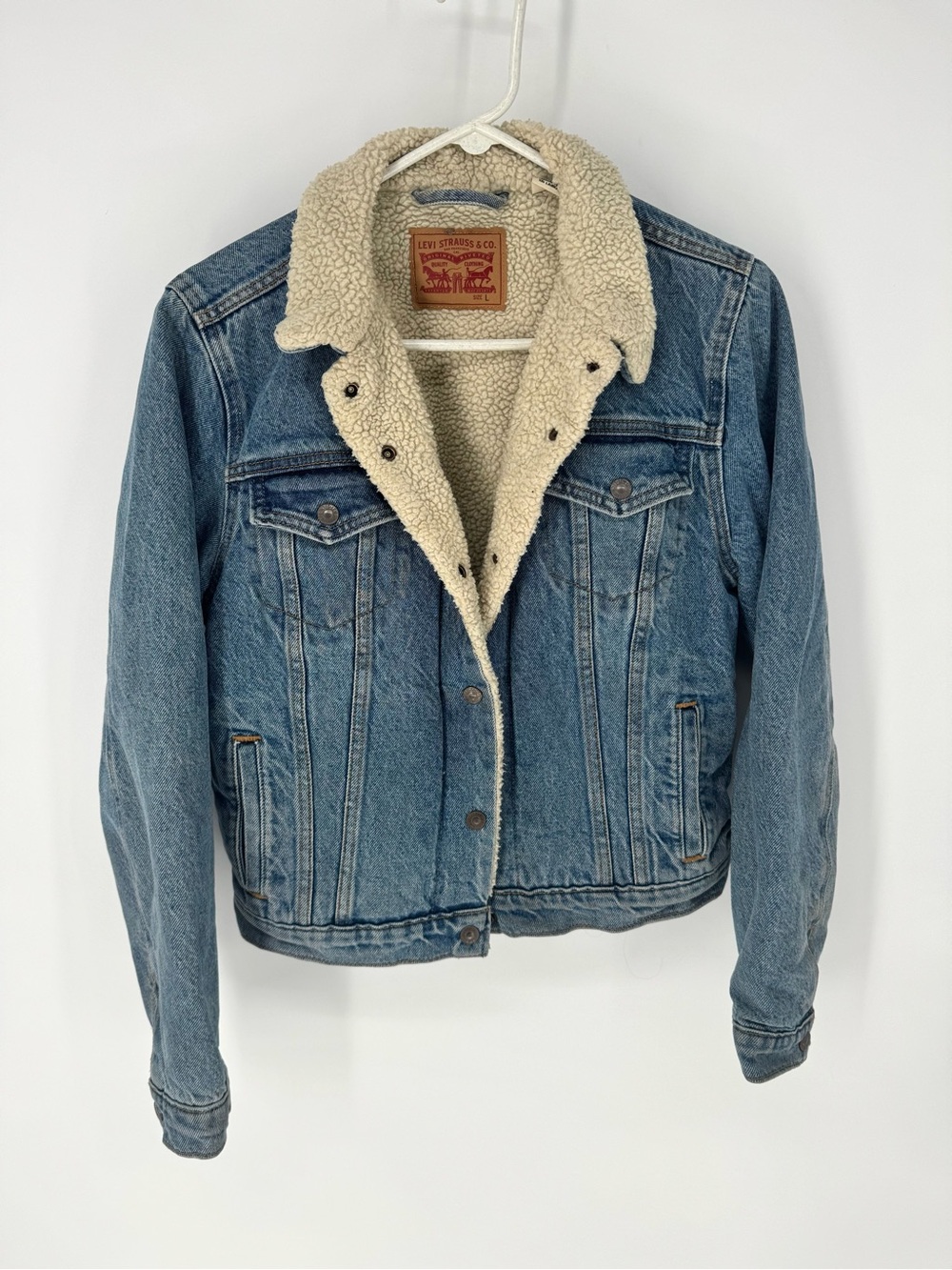 Levi's Blue Denim Jacket with Cream Sherpa Collar